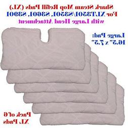 6 XL Large Steam Mop Replacement Pocket Pads For Shark S3501